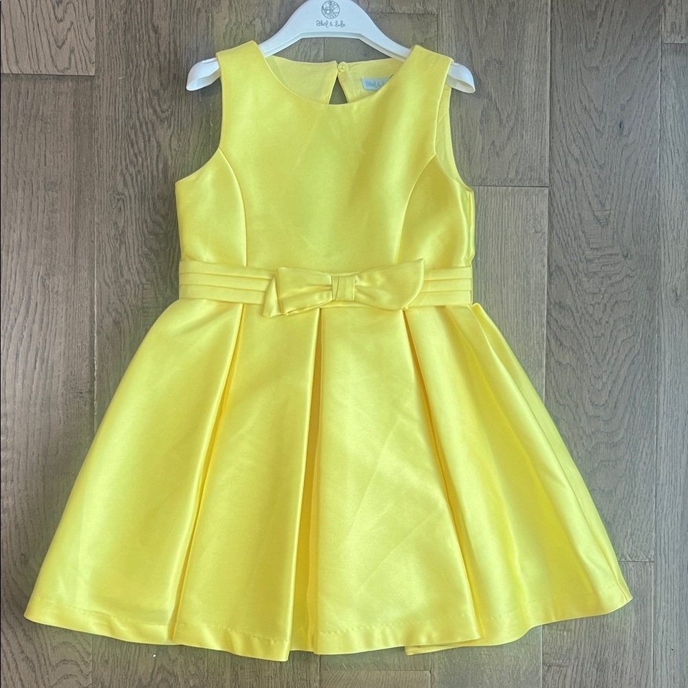 NWT Abel & Lula Girls 7 Bright Yellow Satin Twill Dress